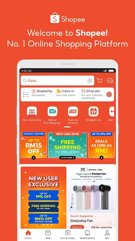 Shopee MY: No Shipping Fee 海報
